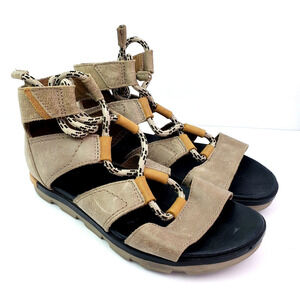 Sorel Torpeda Lace II Womens Size 8 Tan Leather Lace Up Sandals NL2495-220